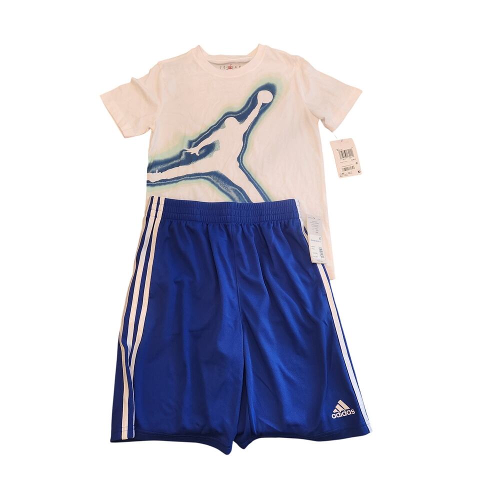 NWT Boys Shirt and Shorts Bundle Air Jordan Adidas M/L